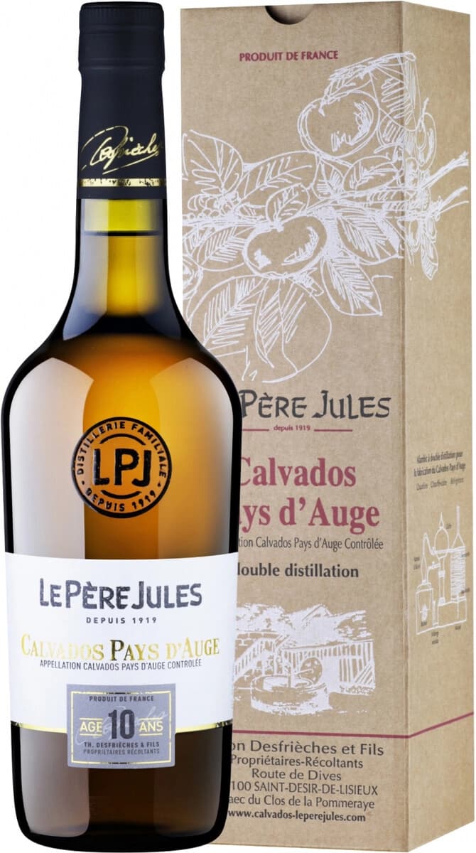 Кальвадос Le Pere Jules 10 Years Old, AOC Calvados Pays d'Auge, gift box