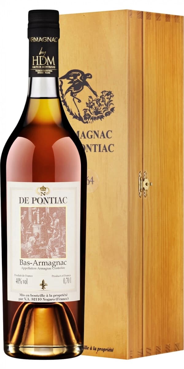 Арманьяк "De Pontiac" Vintage, Bas-Armagnac AOC, 1970, wooden box